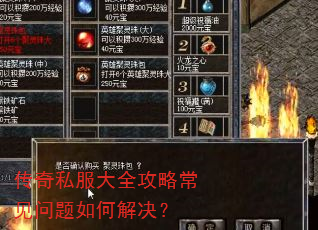 传奇私服大全攻略常见问题如何解决? 传奇私服大全攻略常见问题如何解决?