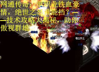 网通传奇：单职业铁血豪情，绝世之怒谁能挡？——技术攻略大揭秘，助你傲视群雄